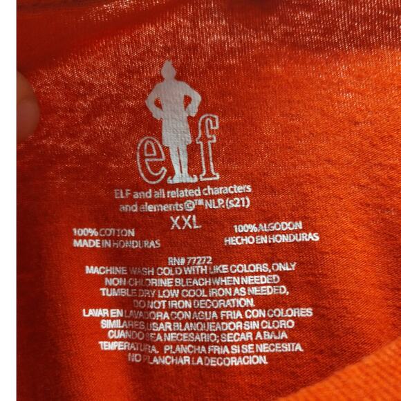 ELF Men's Size XXL Red Graphic T-Shirt Raised By Elves Christmas Holiday Tee - Picture 4 of 4